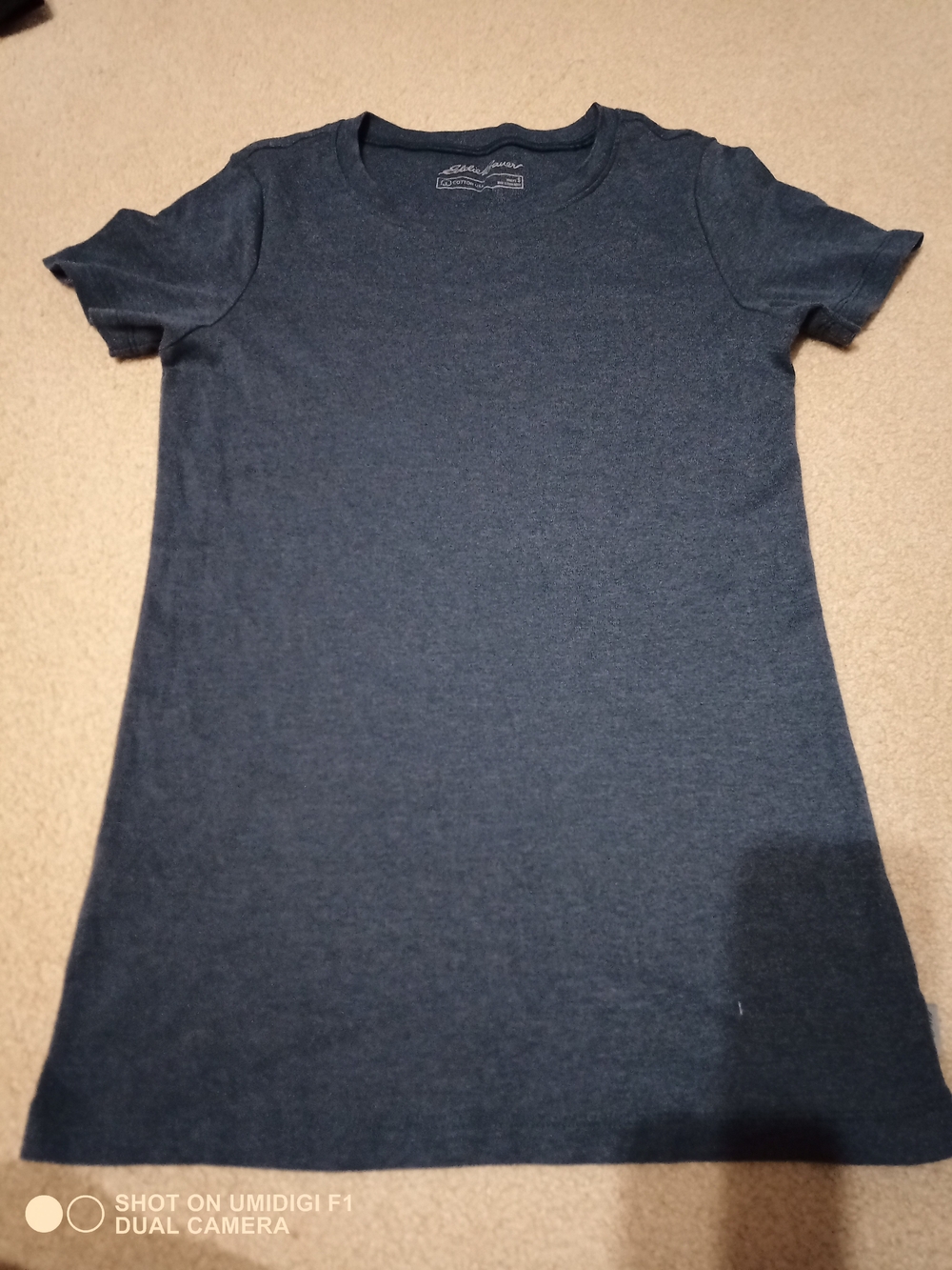 Eddie Bauer Cotton Heather Navy Short Sleeve Tee size Small